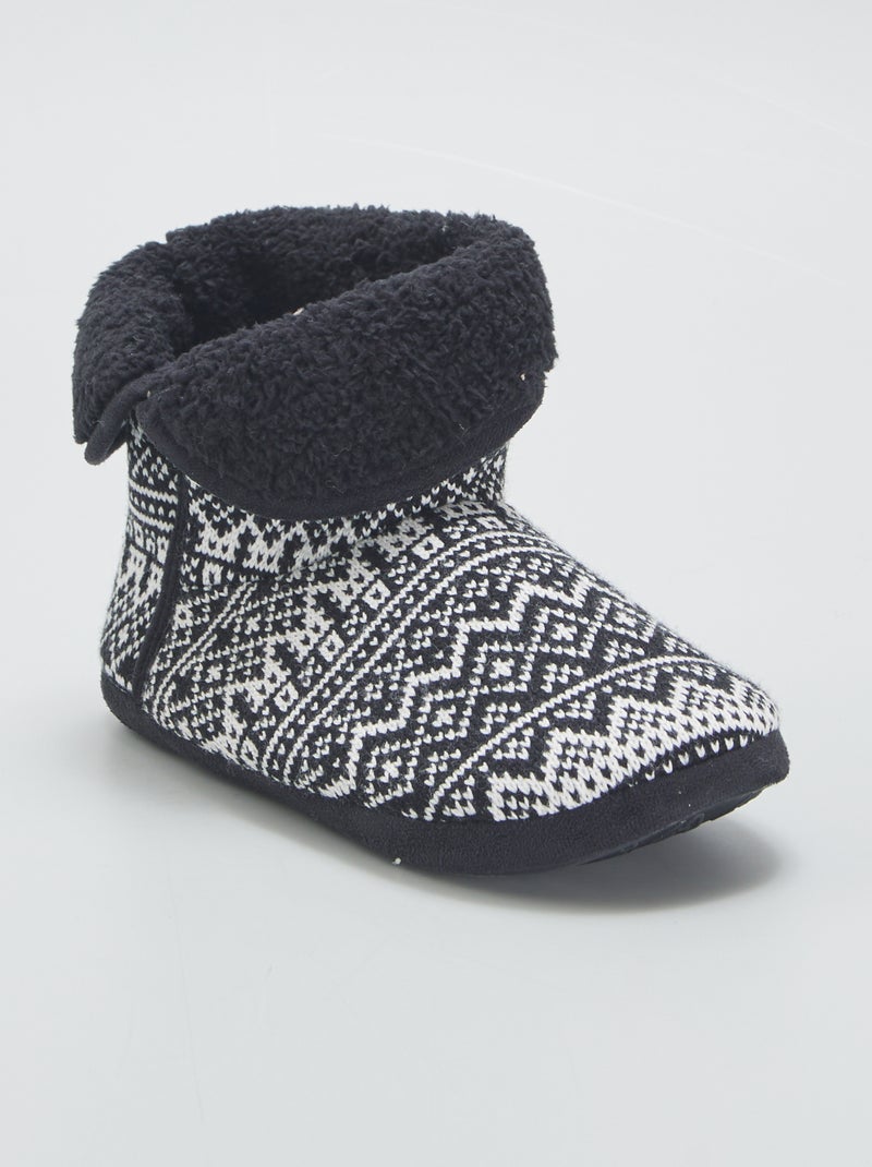 Botines de casa jacquard NEGRO - Kiabi