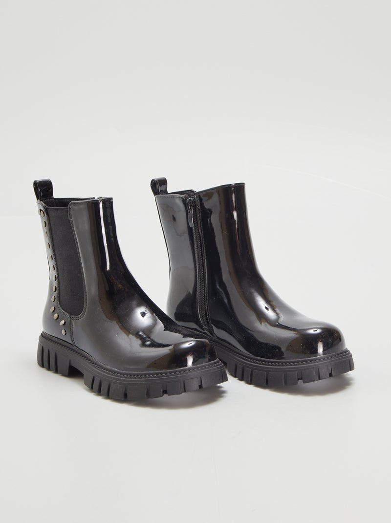 Botines de charol chelsea NEGRO - Kiabi