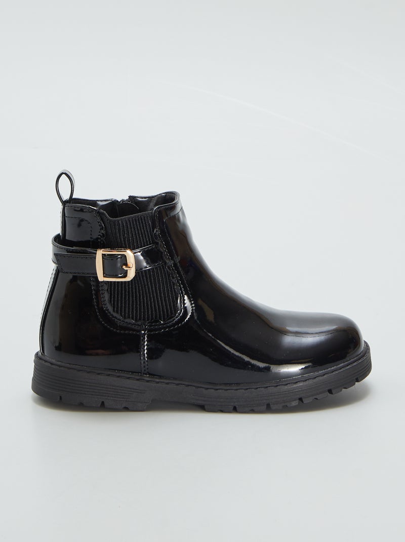 Botines de charol con hebilla NEGRO - Kiabi