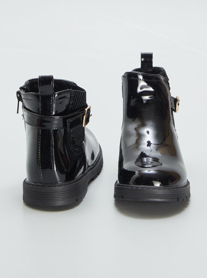Botines de charol con hebilla NEGRO - Kiabi