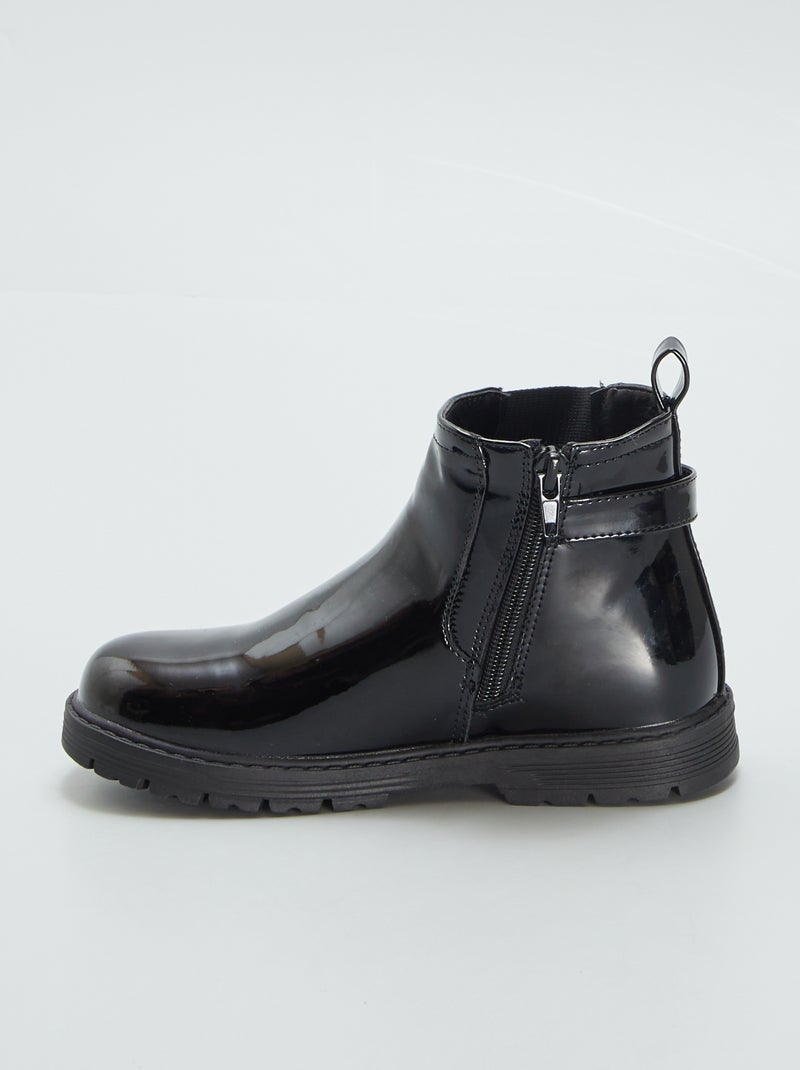 Botines de charol con hebilla NEGRO - Kiabi