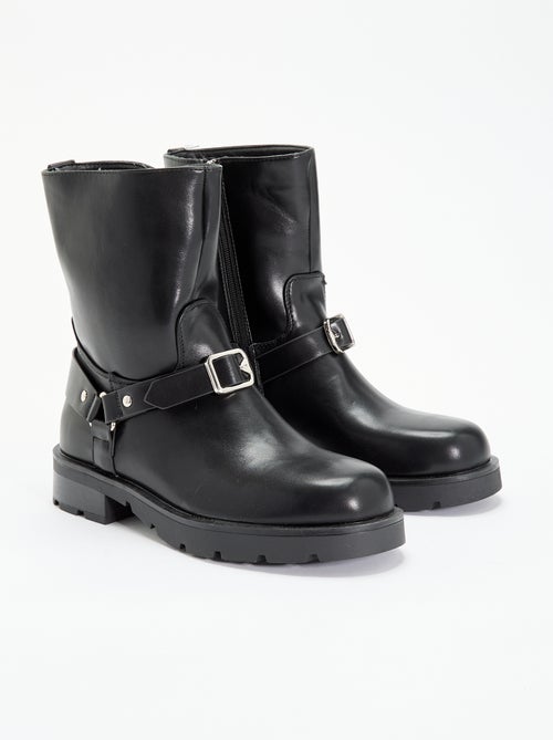 Botines de efecto charol con tiras decorativas - Kiabi