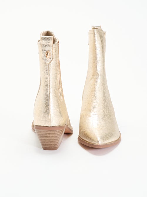 Botines de efecto charol y texturizados con tacón - Kiabi