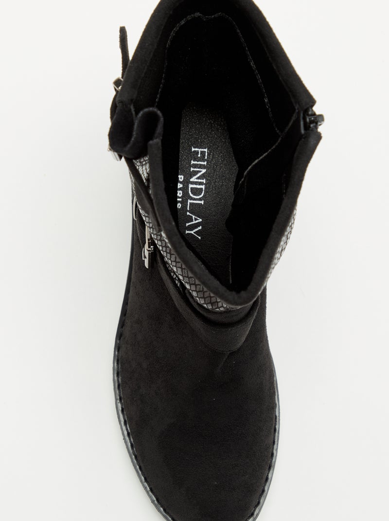 Botines de efecto piel Negro - Kiabi