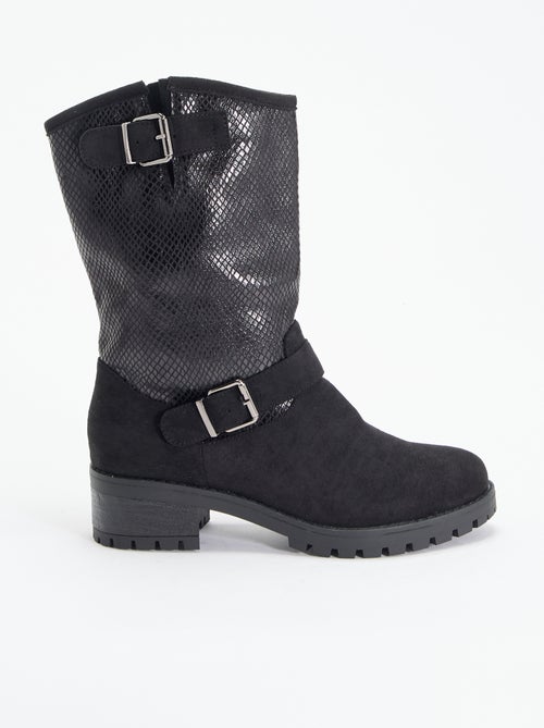 Botines de efecto piel y antelina - Kiabi
