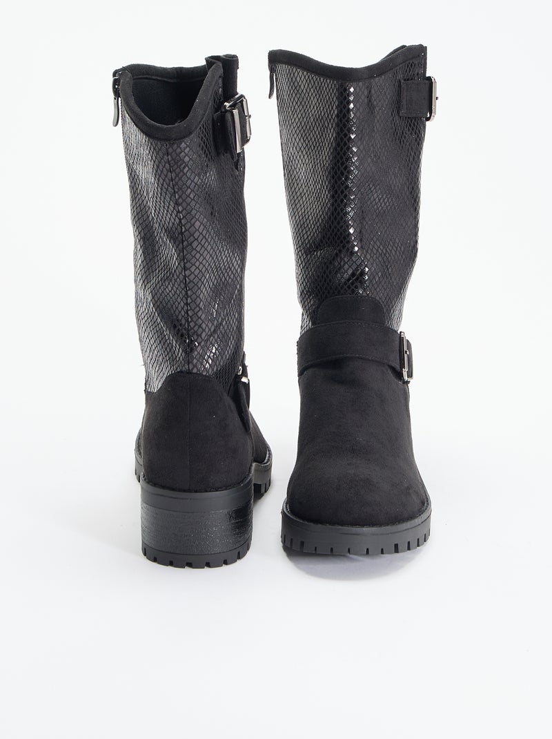 Botines de efecto piel y antelina Negro - Kiabi