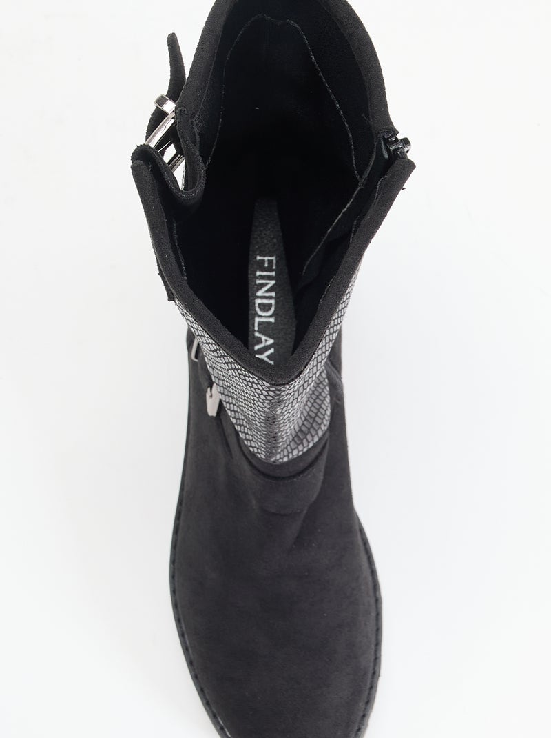 Botines de efecto piel y antelina Negro - Kiabi