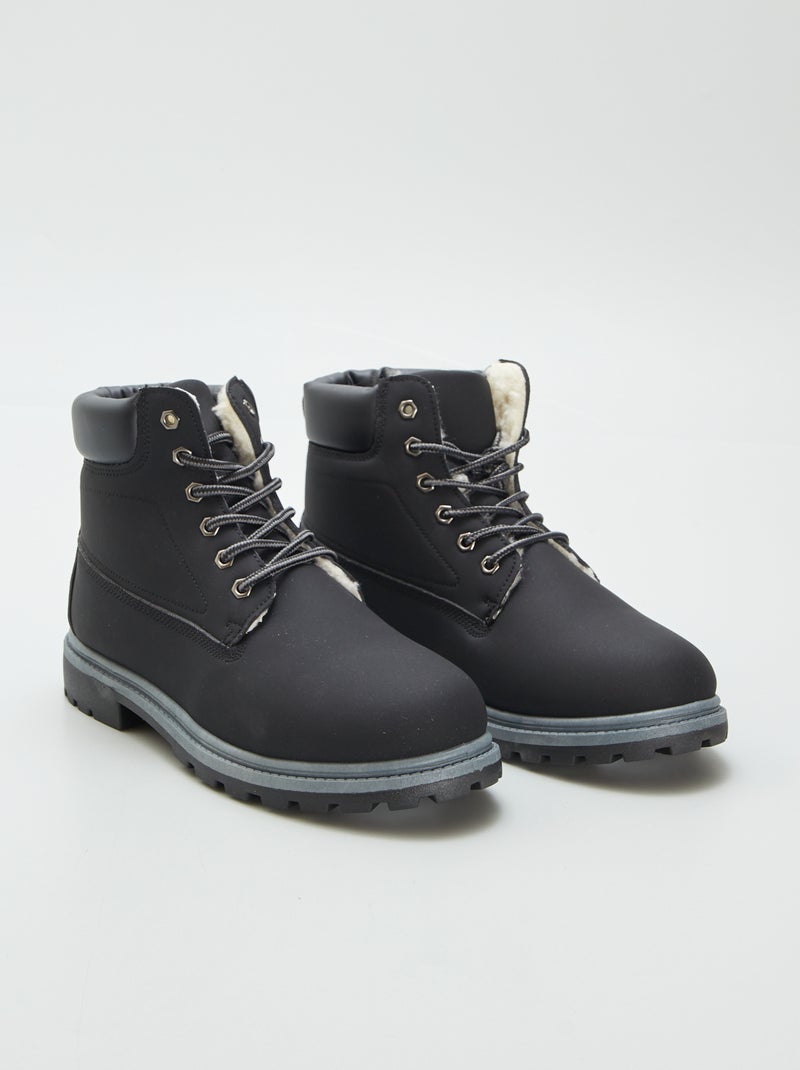 Botines de estilo montañero forrados NEGRO - Kiabi