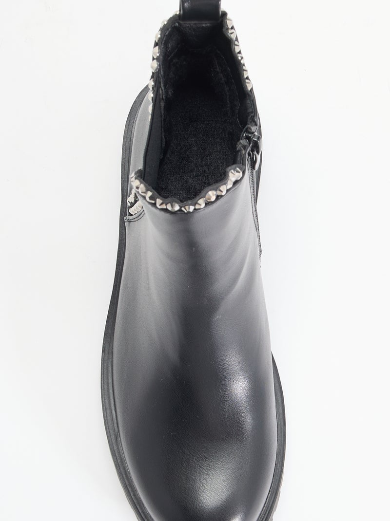Botines de imitación con strass Negro - Kiabi