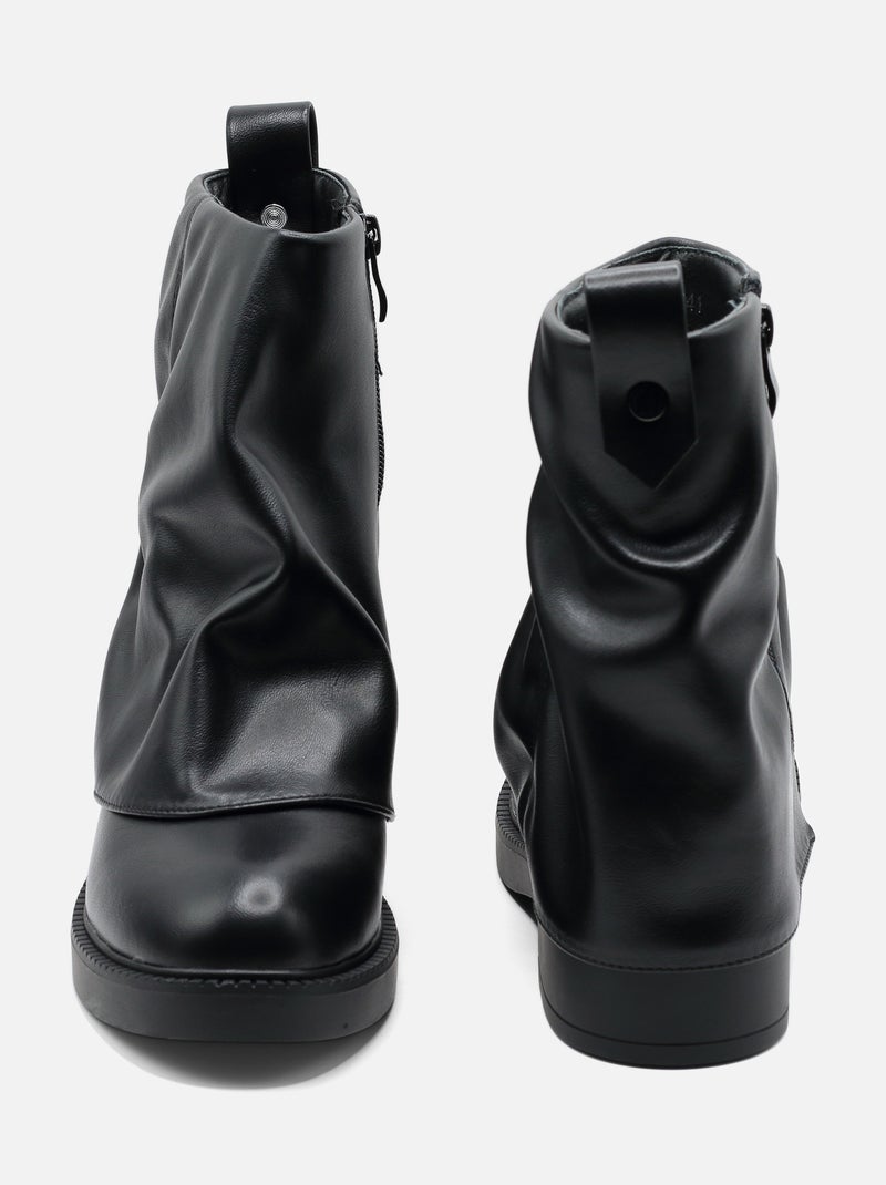 Botines de imitación de piel Negro - Kiabi