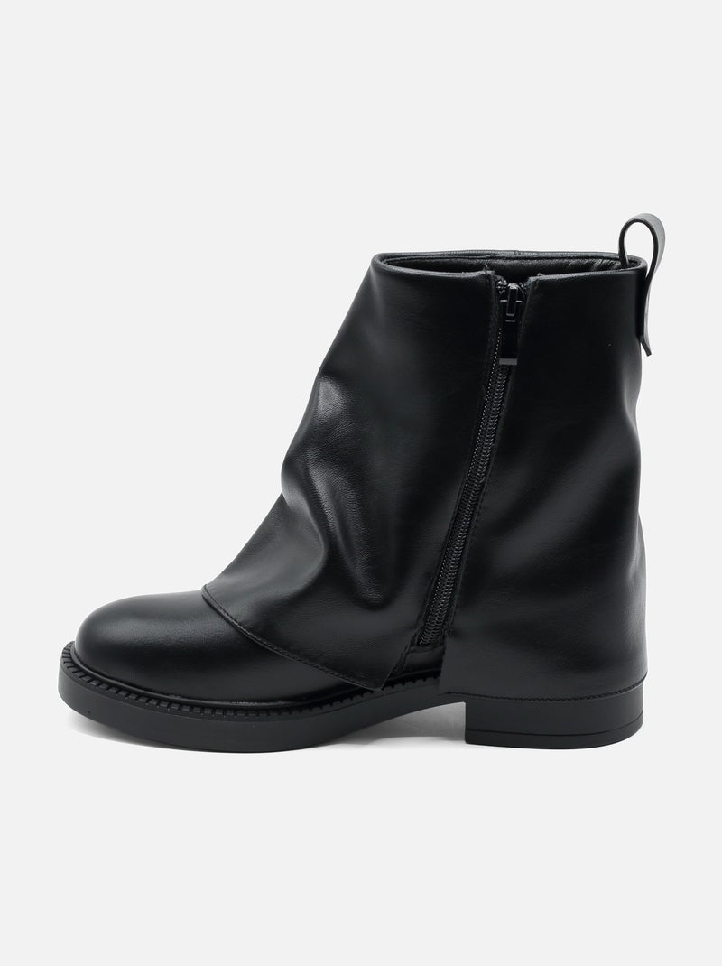Botines de imitación de piel Negro - Kiabi