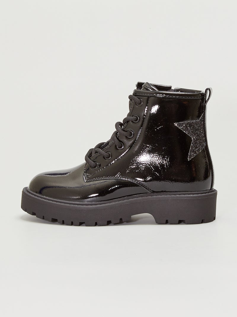 Botines de material sintético estilo militar NEGRO - Kiabi