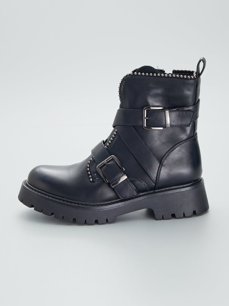 Botines de material sintético estilo 'Rangers' negro - Kiabi