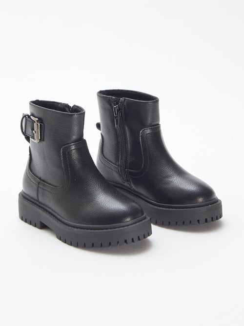 Botines de material sintético texturizado con hebilla metálica - Kiabi