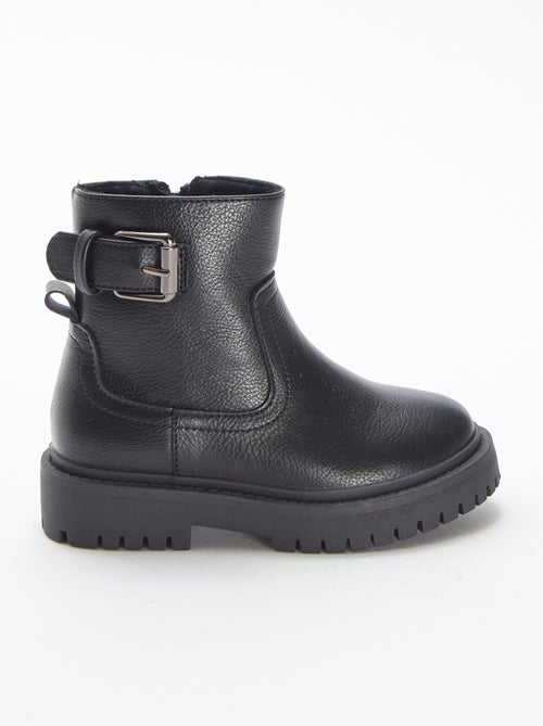 Botines de material sintético texturizado con hebilla metálica - Kiabi