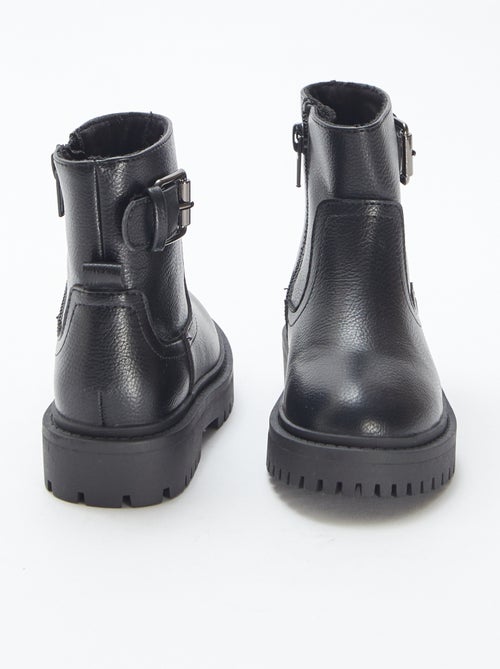 Botines de material sintético texturizado con hebilla metálica - Kiabi