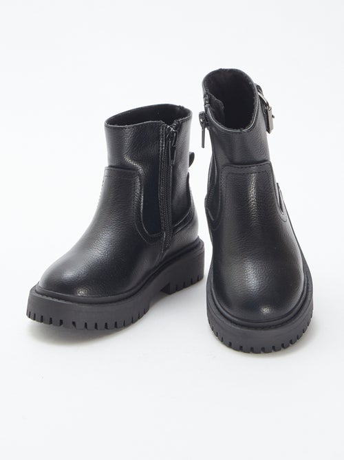 Botines de material sintético texturizado con hebilla metálica - Kiabi