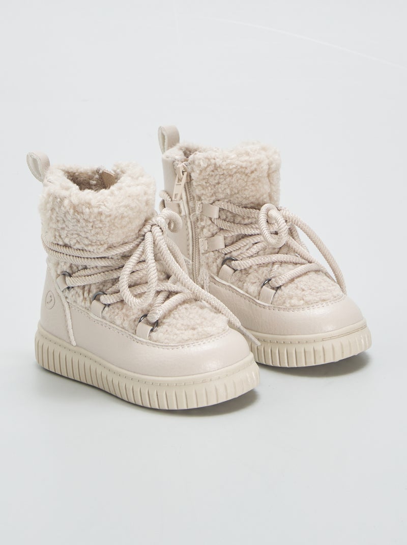 Botines de material sintético y borreguito BEIGE - Kiabi