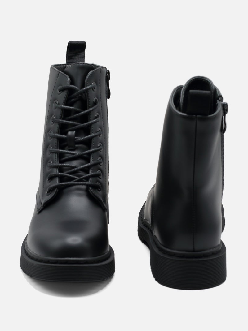 Botines de mujer correa cruzada Negro mate - Kiabi