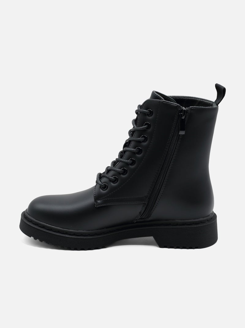 Botines de mujer correa cruzada Negro mate - Kiabi