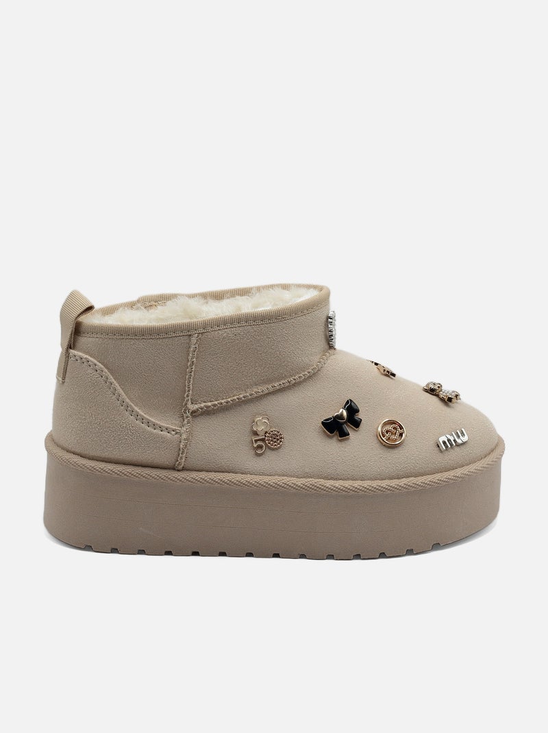 Botines de mujer para ponerse - C M Crema - Kiabi