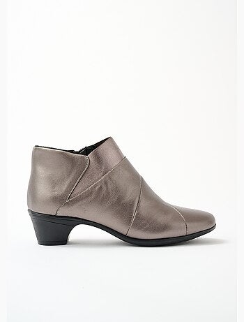 Botines de piel con cremallera y corte ancho - afibel