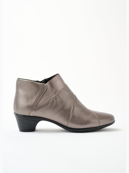 Botines de piel con cremallera y corte ancho - afibel - Kiabi