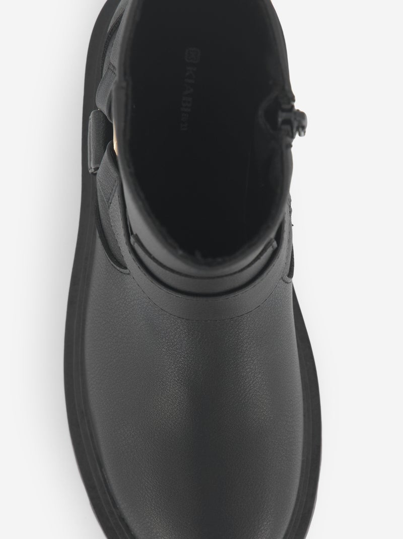 Botines de polipiel con correas decorativas Negro - Kiabi