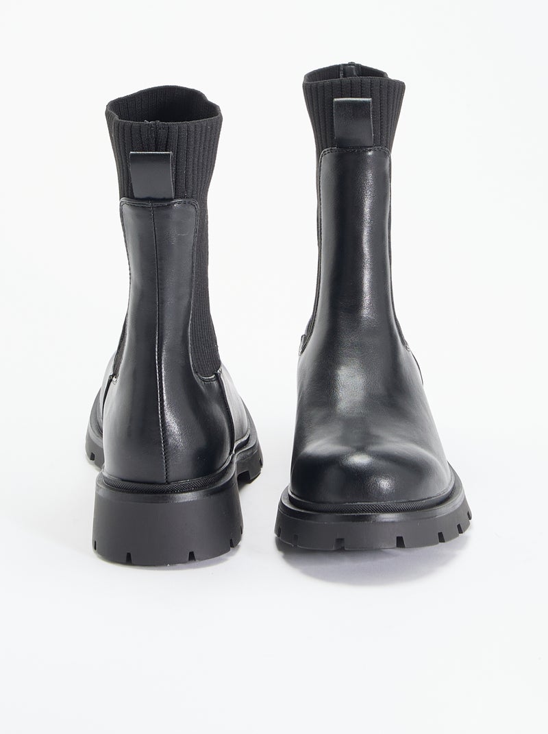 Botines de polipiel Negro - Kiabi