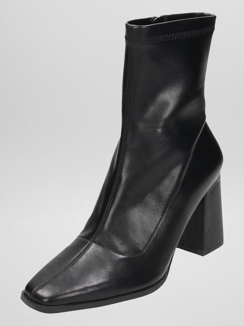Botines de punta cuadrada NEGRO - Kiabi