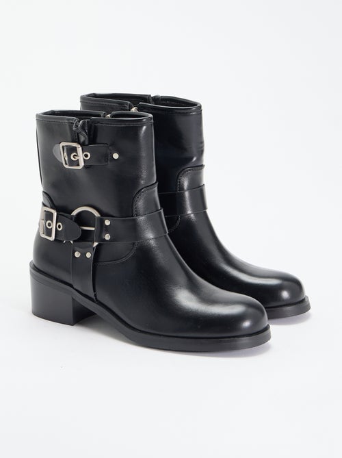 Botines de símil piel con hebillas decorativas - Kiabi