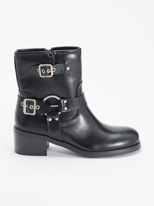 Botines de símil piel con hebillas decorativas - Kiabi