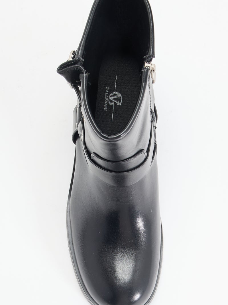 Botines de símil piel con hebillas decorativas Negro - Kiabi