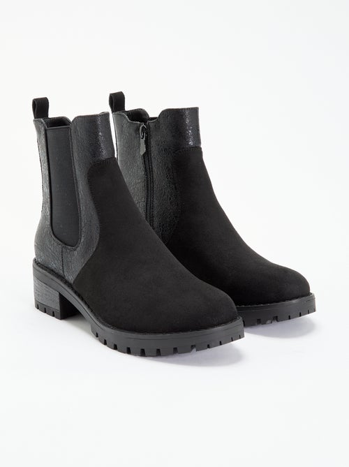 Botines de símil texturizado y antelina - Kiabi Botines de símil texturizado y antelina - Kiabi