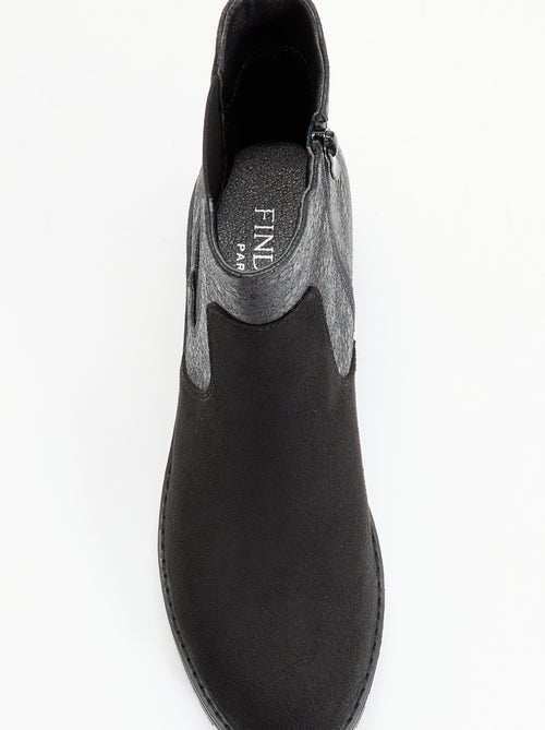Botines de símil texturizado y antelina - Kiabi Botines de símil texturizado y antelina - Kiabi