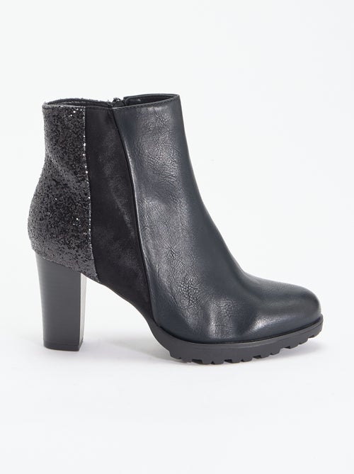 Botines de tacón alto con lentejuelas - Kiabi Botines de tacón alto con lentejuelas - Kiabi