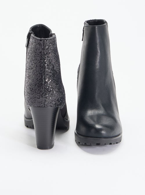 Botines de tacón alto con lentejuelas - Kiabi Botines de tacón alto con lentejuelas - Kiabi