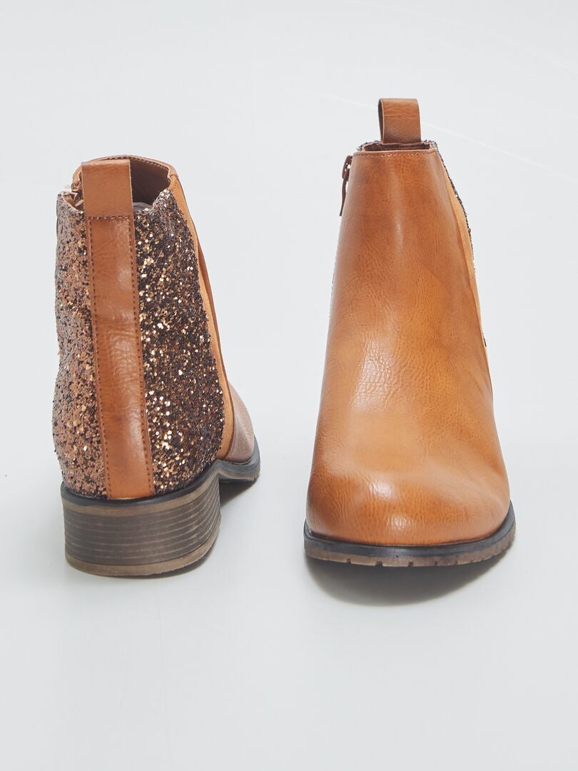 Botines de tacón con brillos MARRON - Kiabi