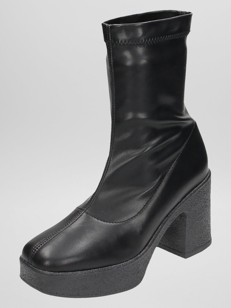 Botines de tacón con suela gruesa NEGRO - Kiabi