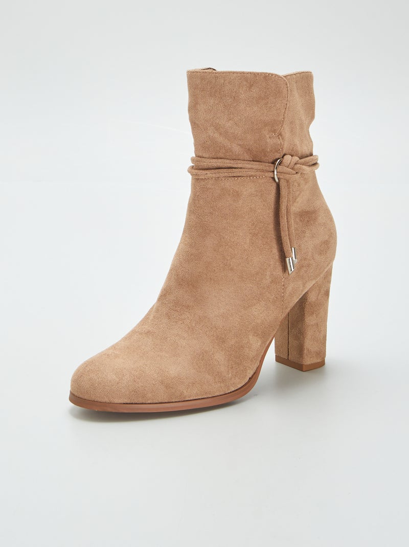 Botines de tacón de antelina BEIGE - Kiabi