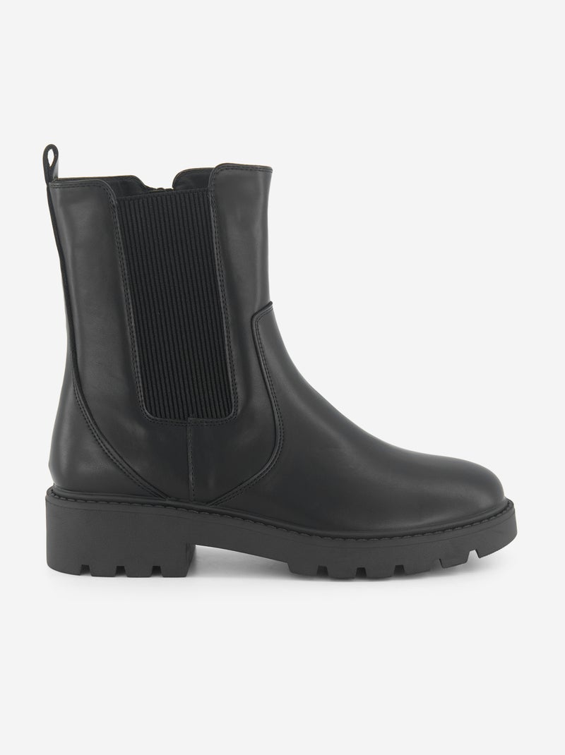 Botines de tacón plano Negro - Kiabi