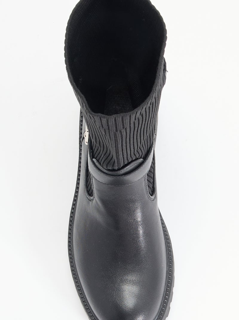 Botines efecto calcetín de imitación con hebilla Negro - Kiabi