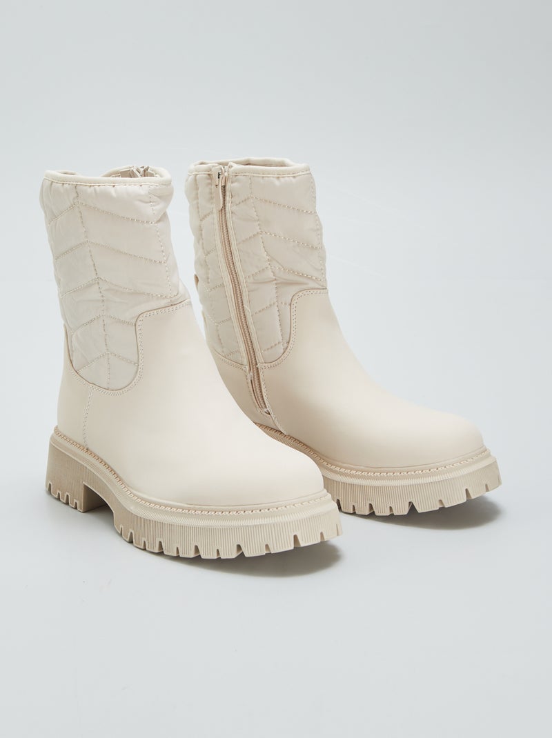 Botines en dos materiales BEIGE - Kiabi