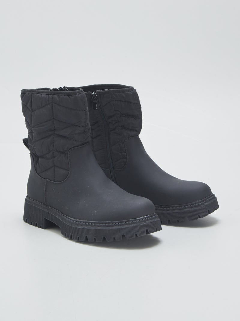 Botines en dos materiales NEGRO - Kiabi