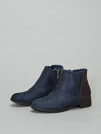 Botines en dos materiales 'piel de serpiente' - Kiabi