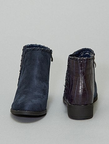 Botines en dos materiales 'piel de serpiente' - Kiabi