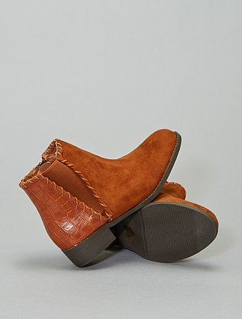 Botines en dos materiales 'piel de serpiente' - Kiabi