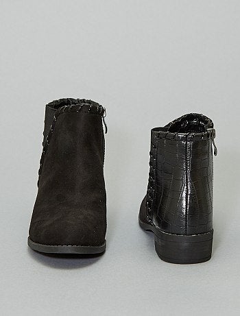 Botines en dos materiales 'piel de serpiente' - Kiabi