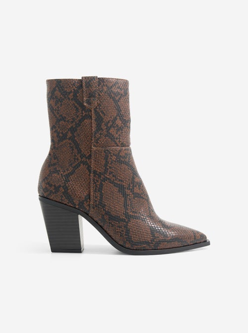 Botines estilo cowboy imitación piel de serpiente - Kiabi