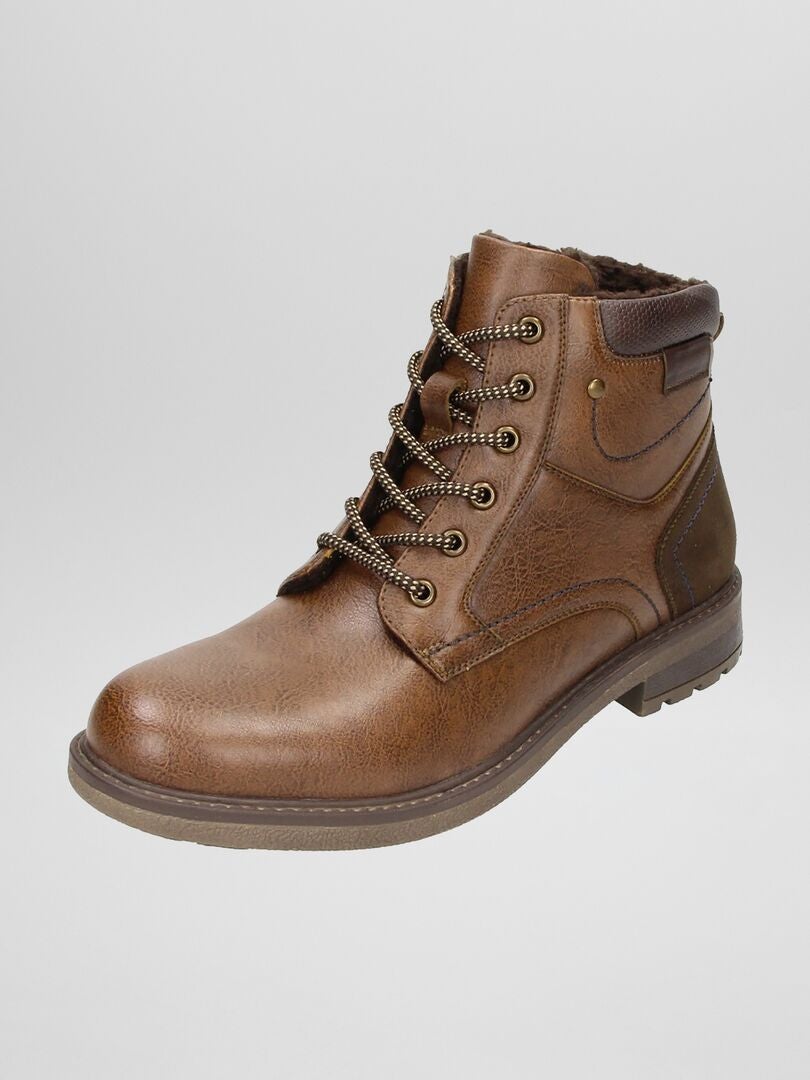 Botines estilo militar con cordones BEIGE - Kiabi
